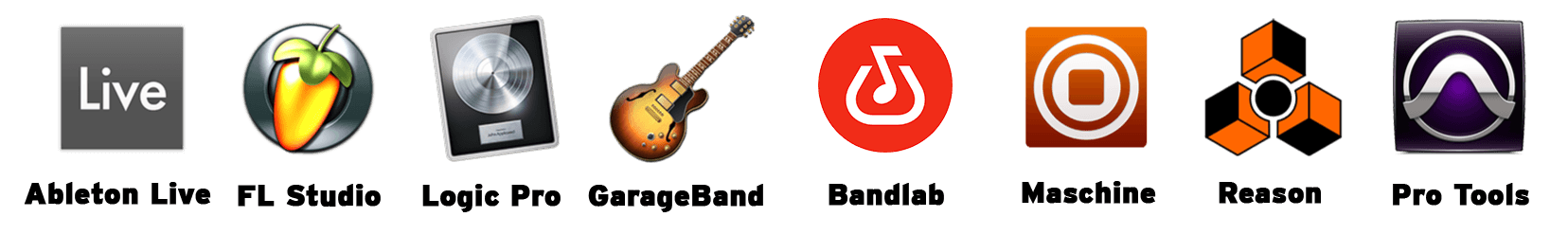 Logos of different digital audio workstations
